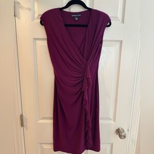 Elegant Purple Draped Midi Dress